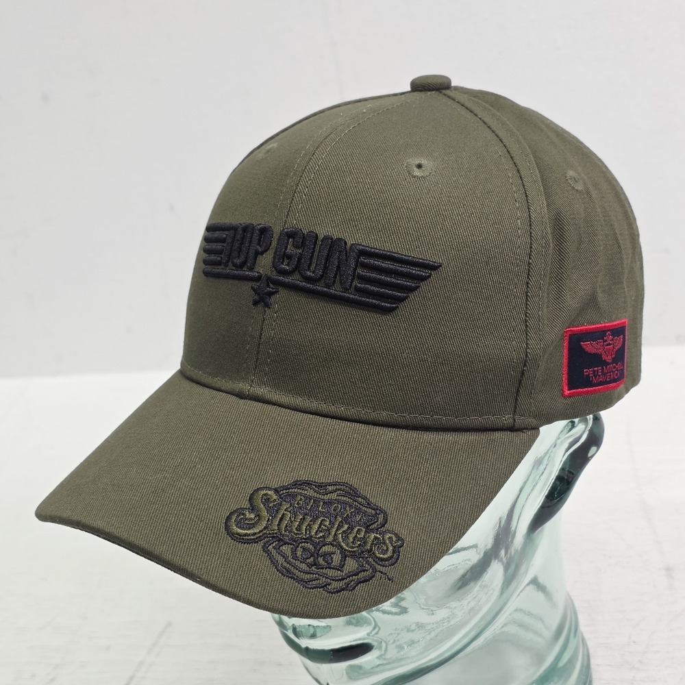 Biloxi Shuckers Top Gun Night Giveaway Military Patch Hat Olive Maverick NWOT